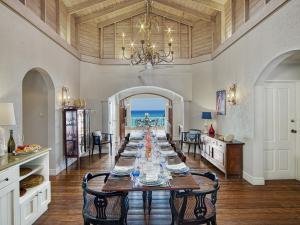 View of Dining Room and Caribbean Sea at La Paloma Beach Villa in Barbados.