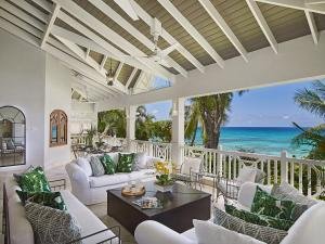 View of Covered Terrace Overlooking the Caribbean Sea at La Paloma Beach Villa Barbados